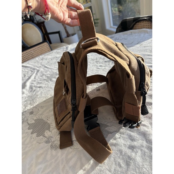 One Tigris Dog M / L‎ Backpack Harness Vest with Saddlebag Pouches Brown Canvas - Picture 3 of 14